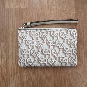 Coach Corner Zip Wristlet With Coach Monogram Print CF548